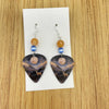 Deer Moon Orange and Blue Beads Guitar Pick Earrings