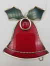 Lg Christmas Bells Red Stained Glass