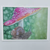 Snail and Mushroom Print- Matted