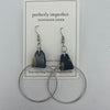 Black Leather Earrings with Silver Hoop Accents
