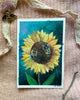 Bees & Sunflower Art Print - 5" x 7"