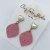 Pink Stamped Polymer Clay Earrings