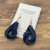 Navy Leather Knot Earrings