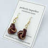 Leather Mini Knot Earrings - Brown w/Goldtone Findings