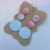 Polymer Clay Earrings - Triple Drop Pink/Blue