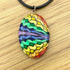 Polymer Clay Necklace - Rainbow Oval