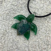 Green Glass Turtle Necklace - I