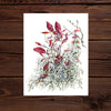 Lichen & Leaves Watercolor Art Print 11x14