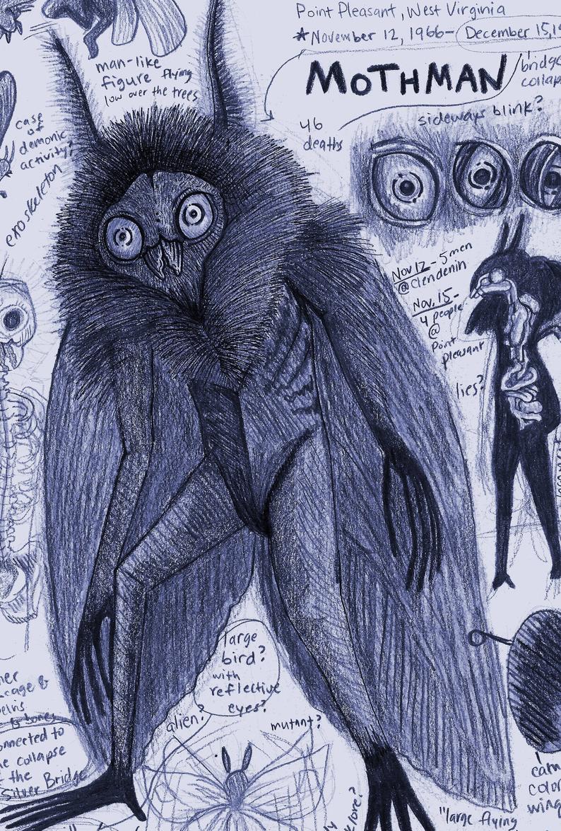 mountain monsters mothman Mothman - WV Cryptid Art Print