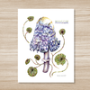 Purple Shaggy Mane Mushroom - Watercolor Art Print