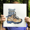 Hiking Boot Art Print 12x12
